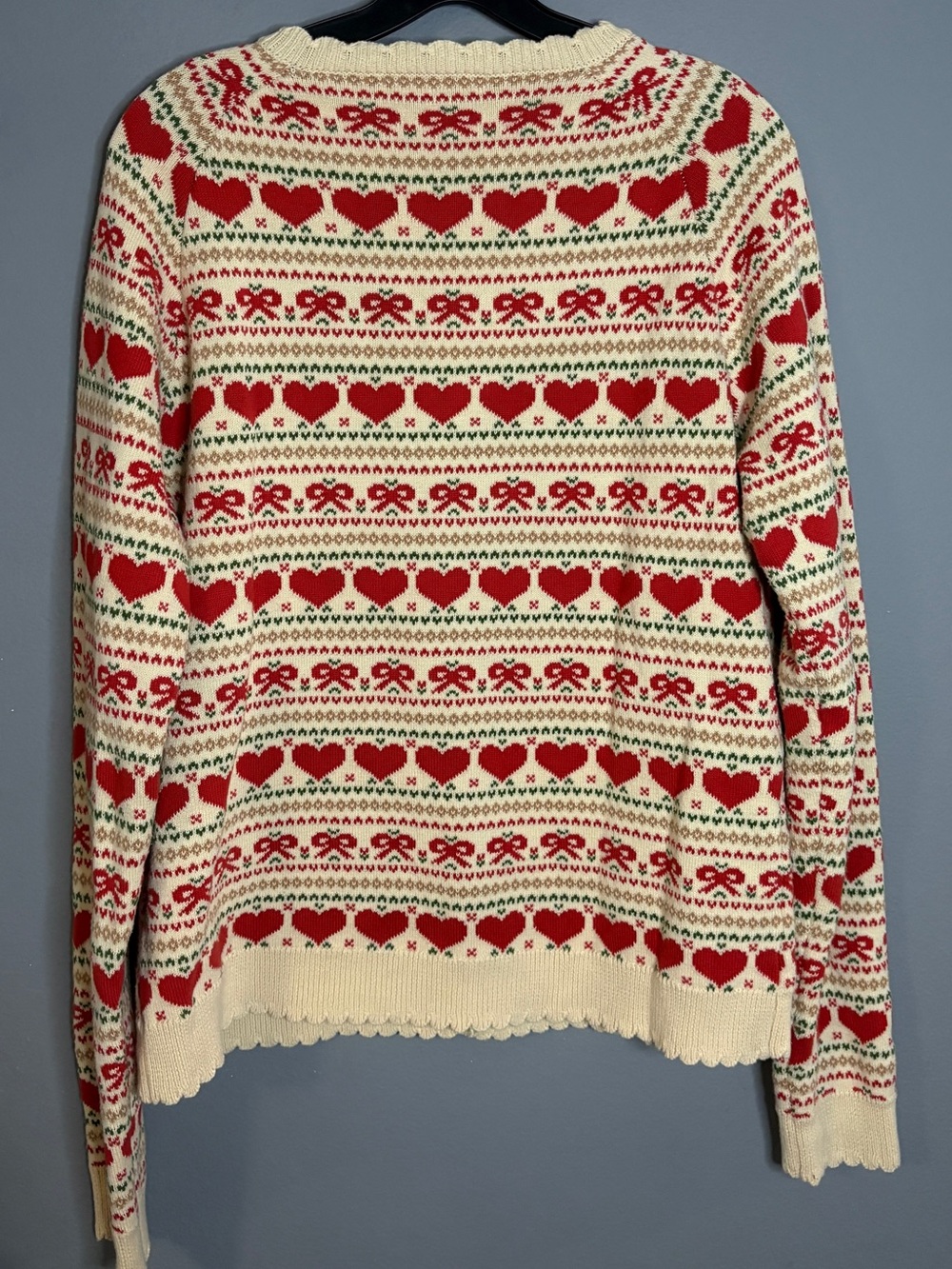 Kiel James Patrick Cream Cardigan with Red Heart & Bow Fair Isle - Picture 9 of 9